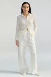 Almina Concept Button Up Knit Top In Ivory