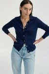 Almina Concept Button Up Knit Top In Navy