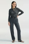 Almina Concept Classic Crew Wool Cardigan In Charcoal