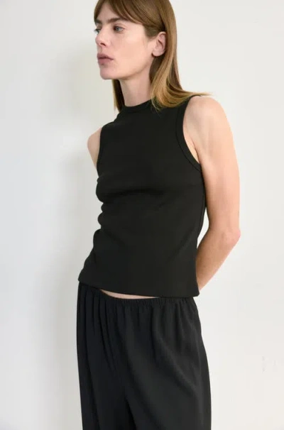 Almina Concept Classic Round Neck Tank In Black