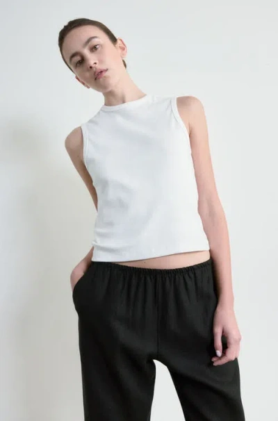 Almina Concept Classic Round Neck Tank In White