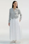Almina Concept Cotton Midi Length Skirt In White