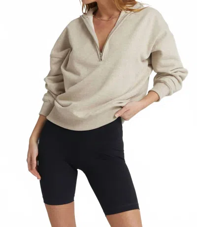Almina Concept Half Zip Travel Sweatshirt In Oatmeal In White