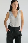 Almina Concept Knit Button Closure Vest In Grey