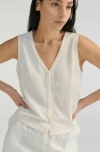 Almina Concept Knit Button Closure Vest In Off White