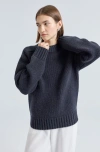 Almina Concept Knit Wool Crewneck Sweater In Blue
