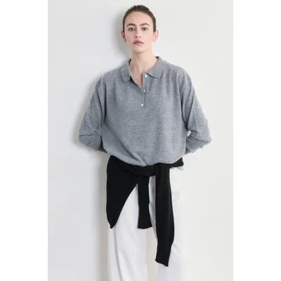 Almina Concept Lightweight Wool Polo In Gray