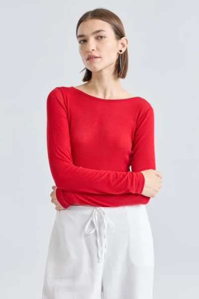 Almina Concept Long Sleeve Boat Tee In Red