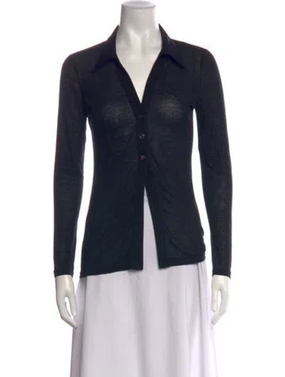 Pre-owned Almina Concept Long Sleeve Button-up Top In Black