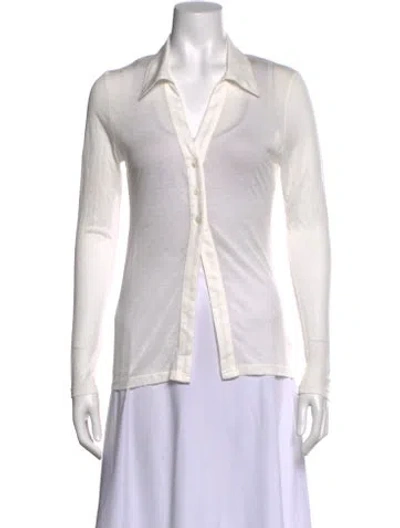 Pre-owned Almina Concept Long Sleeve Button-up Top In White