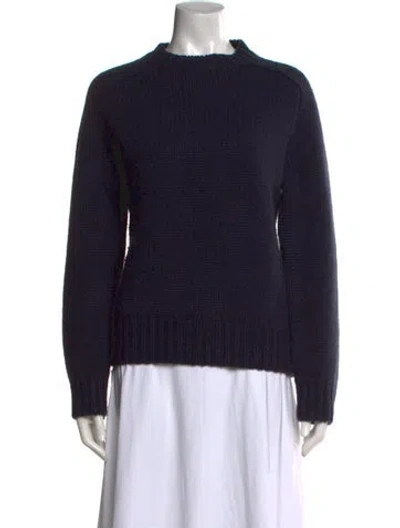 Pre-owned Almina Concept Merino Wool Mock Neck Sweater In Blue