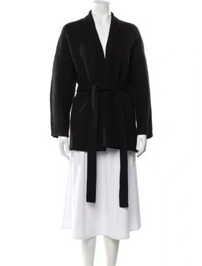 Pre-owned Almina Concept Merino Wool Open Front Sweater In Black