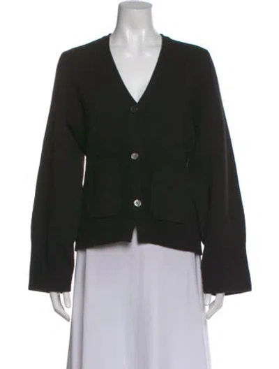 Pre-owned Almina Concept Merino Wool V-neck Sweater In Black