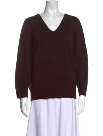 Pre-owned Almina Concept Merino Wool V-neck Sweater In Brown