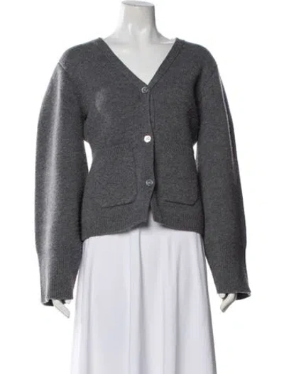 Pre-owned Almina Concept Merino Wool V-neck Sweater In Gray