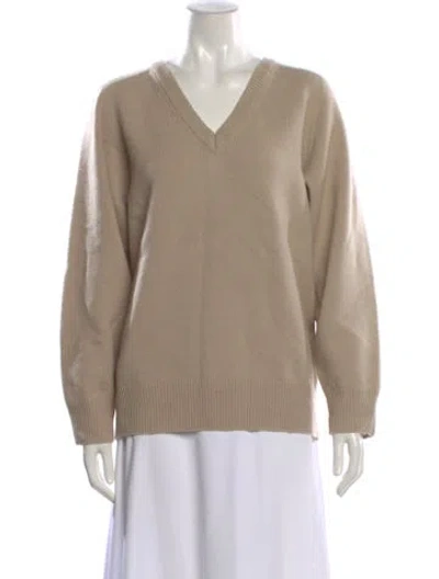 Pre-owned Almina Concept Merino Wool V-neck Sweater In Neutral