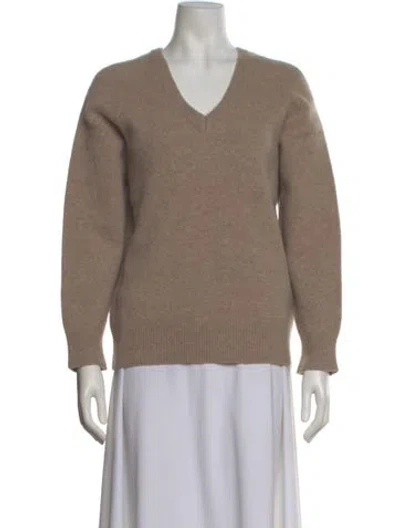 Pre-owned Almina Concept Merino Wool V-neck Sweater In Neutral