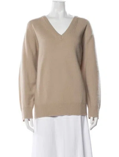 Pre-owned Almina Concept Merino Wool V-neck Sweater In Neutrals