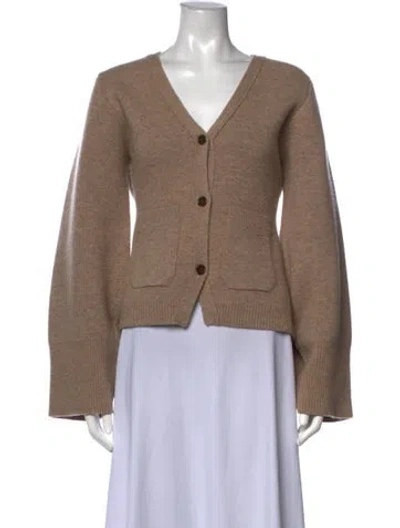 Pre-owned Almina Concept Merino Wool V-neck Sweater In Neutrals