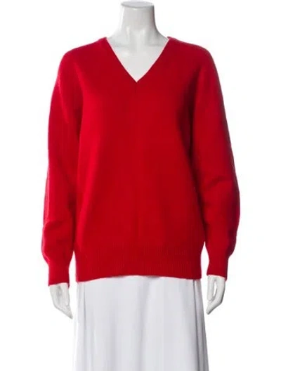 Pre-owned Almina Concept Merino Wool V-neck Sweater In Red