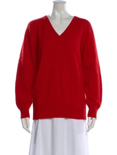 Pre-owned Almina Concept Merino Wool V-neck Sweater In Red