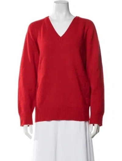 Pre-owned Almina Concept Merino Wool V-neck Sweater In Red