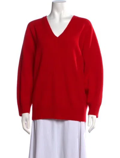 Pre-owned Almina Concept Merino Wool V-neck Sweater In Red
