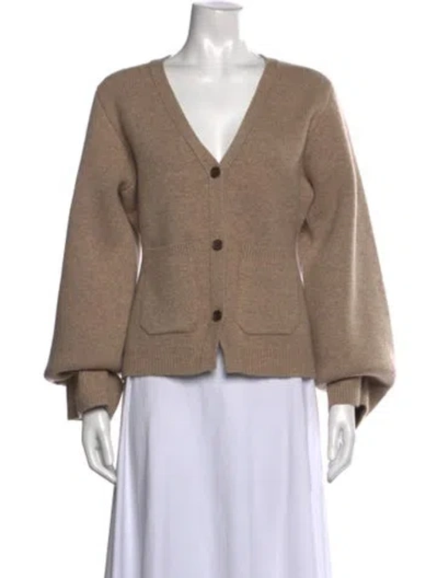 Pre-owned Almina Concept Merino Wool V-neck Sweater W/ Tags In Neutrals