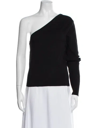 Pre-owned Almina Concept One-shoulder Long Sleeve Top In Black