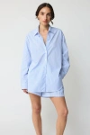 Almina Concept Oversized Cotton Shirt In Craie Blue Stripe