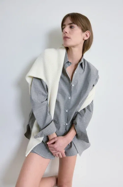 Almina Concept Oversized Cotton Shirt In Gray