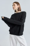 Almina Concept Ribbed Wool Crewneck Sweater In Black
