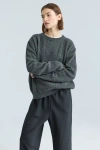 Almina Concept Ribbed Wool Crewneck Sweater In Gray