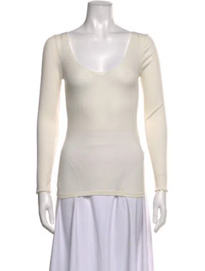Pre-owned Almina Concept Scoop Neck Long Sleeve Top In Neutrals