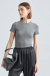 Almina Concept Short Sleeve Knit Top In Gray