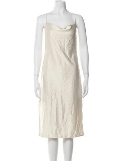 Pre-owned Almina Concept Square Neckline Midi Length Dress In Neutrals
