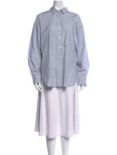 Pre-owned Almina Concept Striped Long Sleeve Button-up Top In Blue