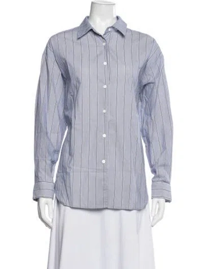 Pre-owned Almina Concept Striped Long Sleeve Button-up Top In Blue