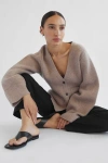 Almina Concept V Neck Cardigan In Oatmeal