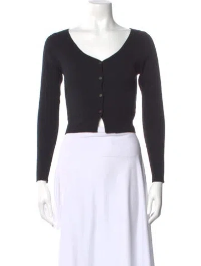 Pre-owned Almina Concept V-neck Long Sleeve Top In Black