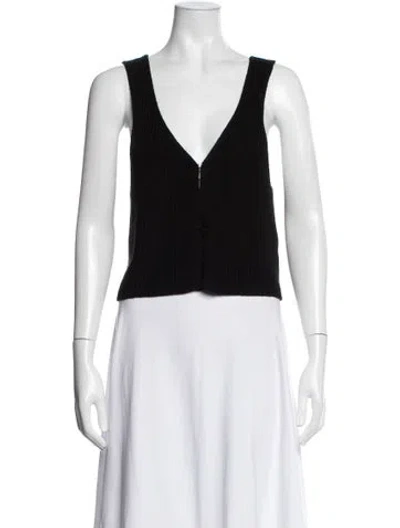Pre-owned Almina Concept V-neck Sleeveless Crop Top In Black