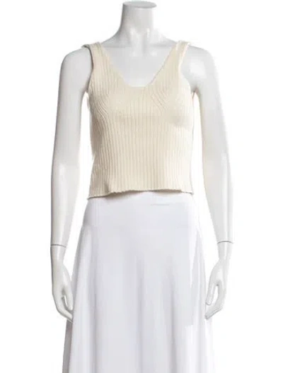 Pre-owned Almina Concept V-neck Sleeveless Crop Top In Neutral