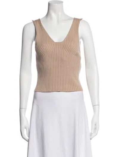 Pre-owned Almina Concept V-neck Sleeveless Crop Top In Neutrals