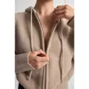 Almina Concept Wool Hoodie Zip Up Sweater In Beige