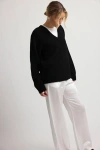 Almina Concept Wool V Neck Sweater In Black