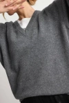Almina Concept Wool V Neck Sweater In Grey