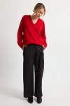 Almina Concept Wool V Neck Sweater In Red