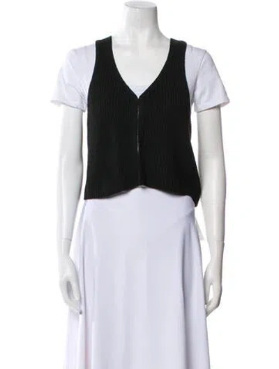 Pre-owned Almina Concept Wool V-neck Crop Top W/ Tags In Black