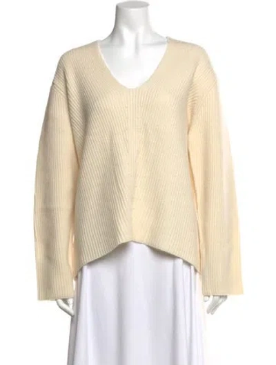 Pre-owned Almina Concept Wool V-neck Sweater In Neutrals