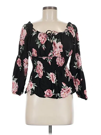 Pre-owned Almost Famous 3/4 Sleeve Blouse In Black